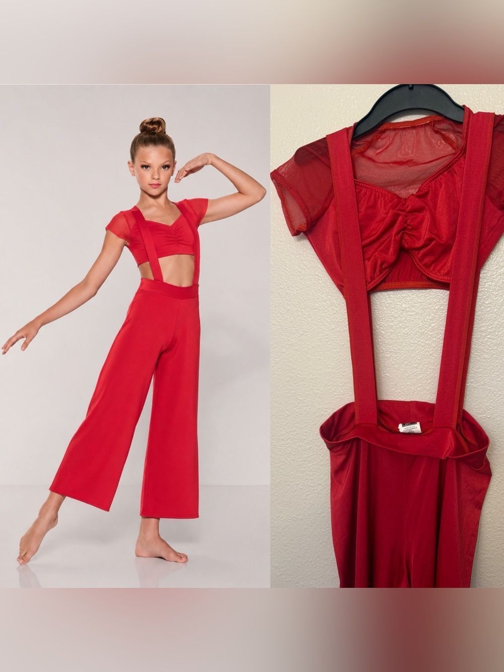 Kelle dance costume red wide leg COLOR THEORY SUSPENDER 3740 contemporary SA